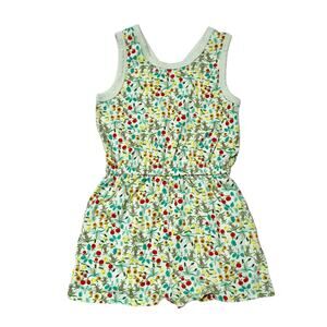 Tea Collection Floral Print Romper - Green and Red